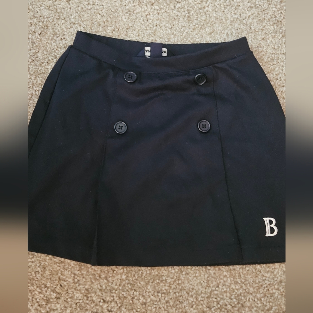 Lands' End Black Kids Skort with Button Details With White B embroidered